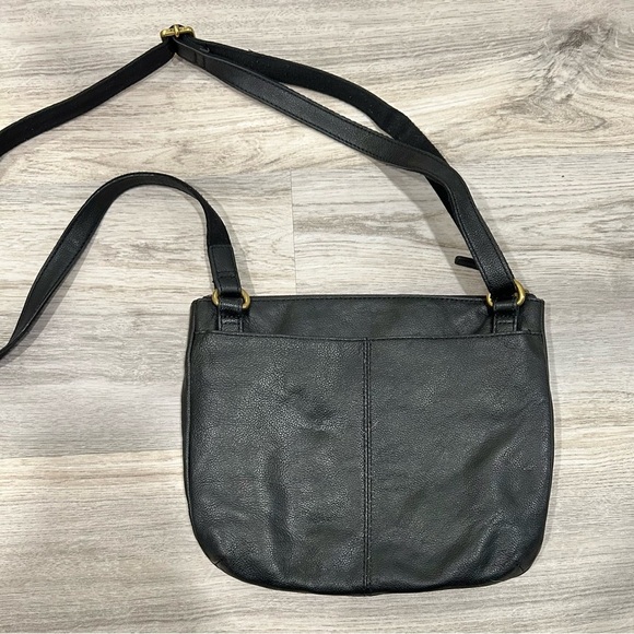 Fossil 1954 Black Cowhide Leather Slim Crossbody Purse Adjustable Strap Bag - Picture 5 of 9